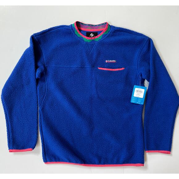 Columbia Wapitoo Fleece Blue Retro Sweatshirt AM0275-410 Men’s Size S/P - Picture 1 of 16